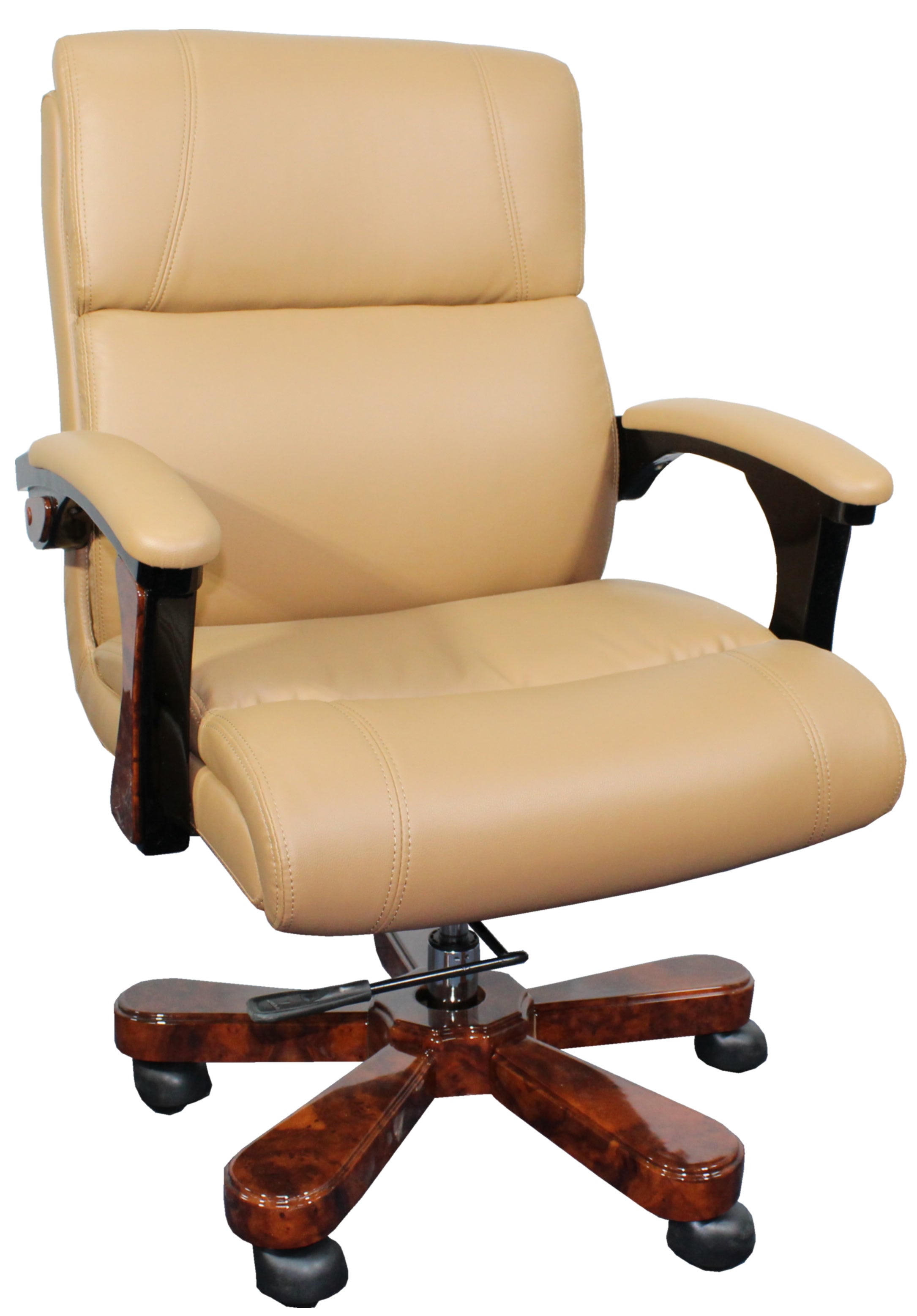 Luxury Executive Style Office Chair in Beige Leather - B018